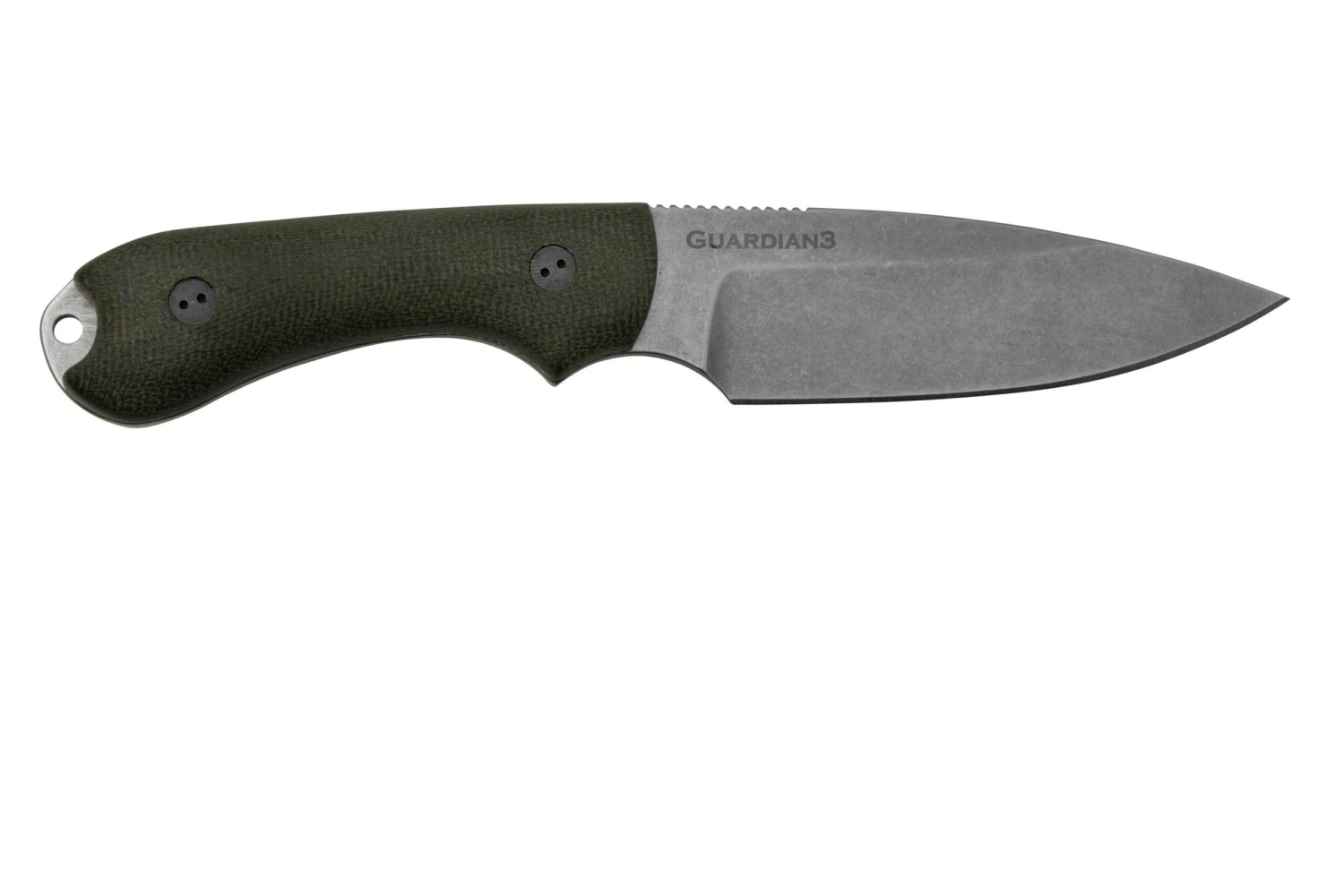Bradford Knives Guardian 3, 3S-102-MC, 3D OD Green Micarta, CPM-Magnacut, Sabre Grind, Stonewash Finish, Couteau Fixe 4 Bradford Knives Guardian 3, 3S-102-MC, 3D OD Green Micarta, CPM-Magnacut, Sabre Grind, Stonewash Finish, Couteau Fixe – Image 2